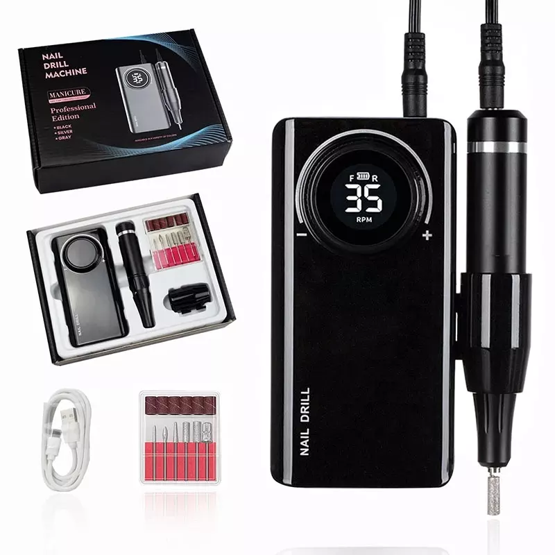 35000RPM Rechargeable Nail Drill For Acrylic Machine With 6 bits Portable
